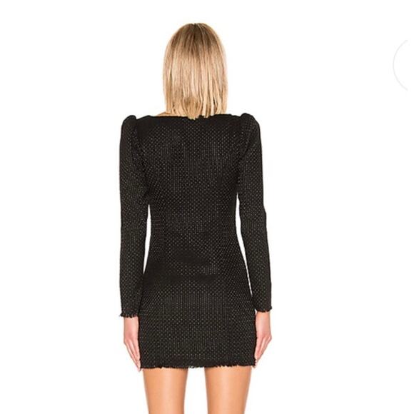 NWT L'Academie The Estelle Mini Dress in Black Tweed - Picture 3 of 11